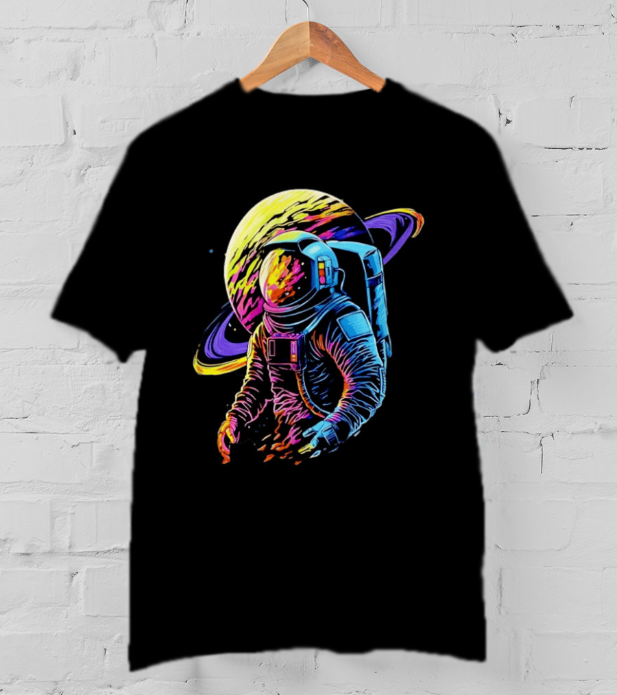 Astronaut Neon Into The Am Saturn Space Adventure T-Shirt