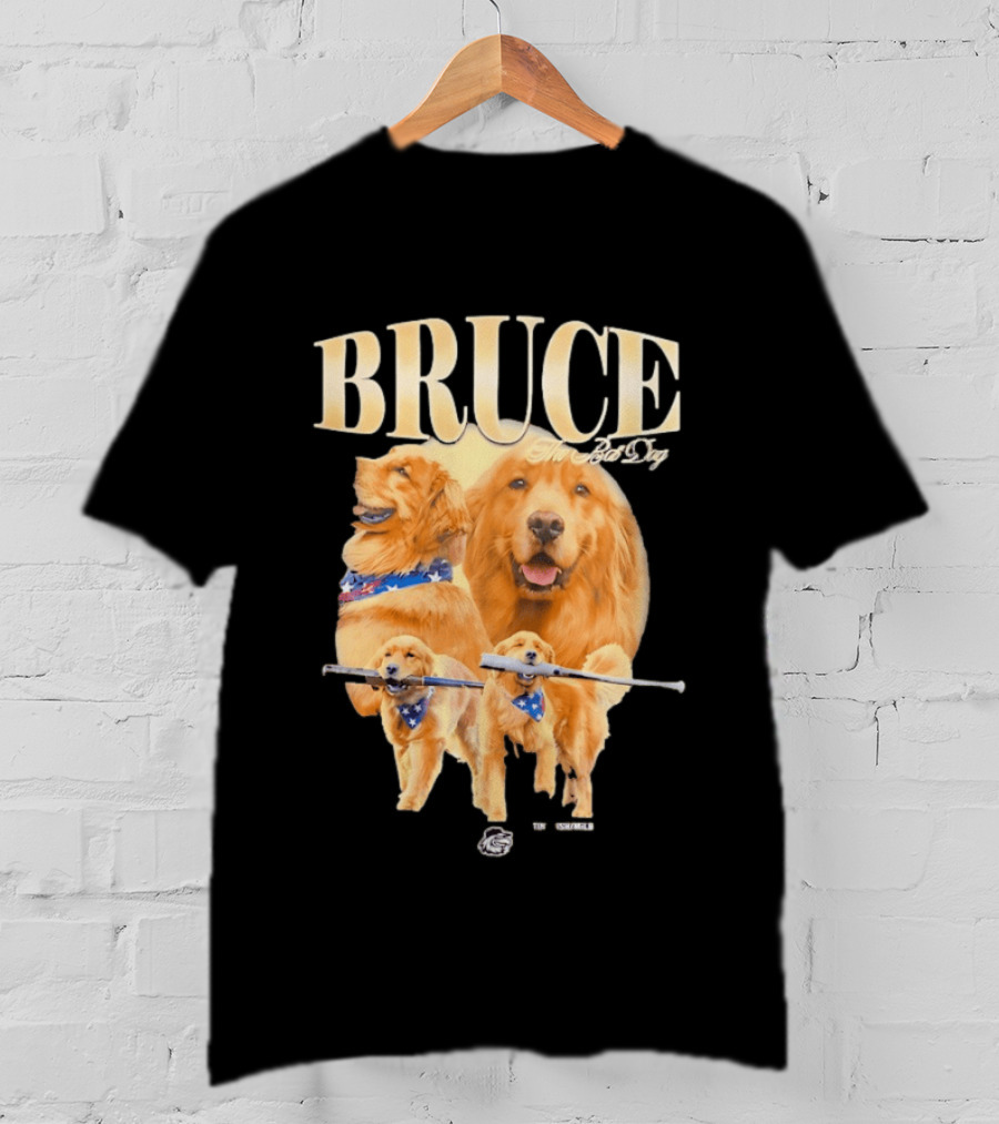 Bruce The Bat Dog Rochester Red Wings Baseball Golden Retriever T-Shirt