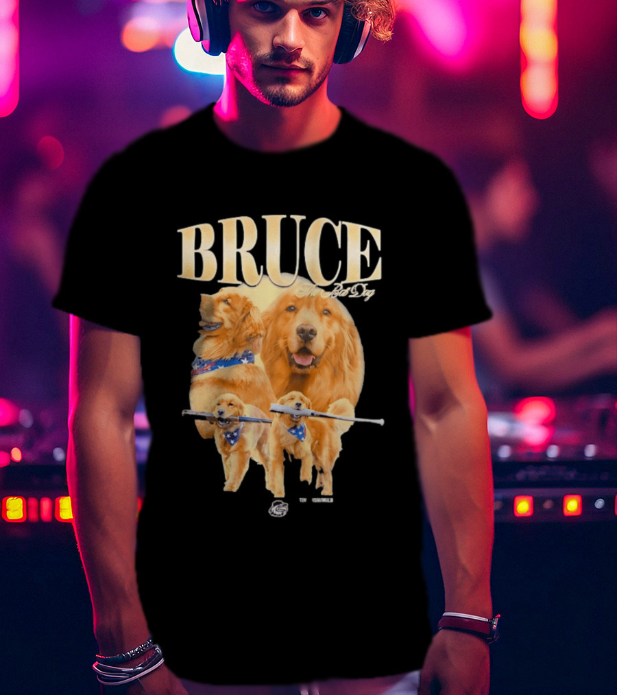 Bruce The Bat Dog Rochester Red Wings Baseball Golden Retriever T-Shirt
