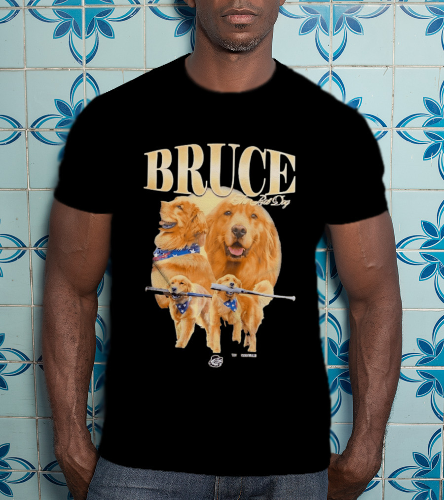 Bruce The Bat Dog Rochester Red Wings Baseball Golden Retriever T-Shirt