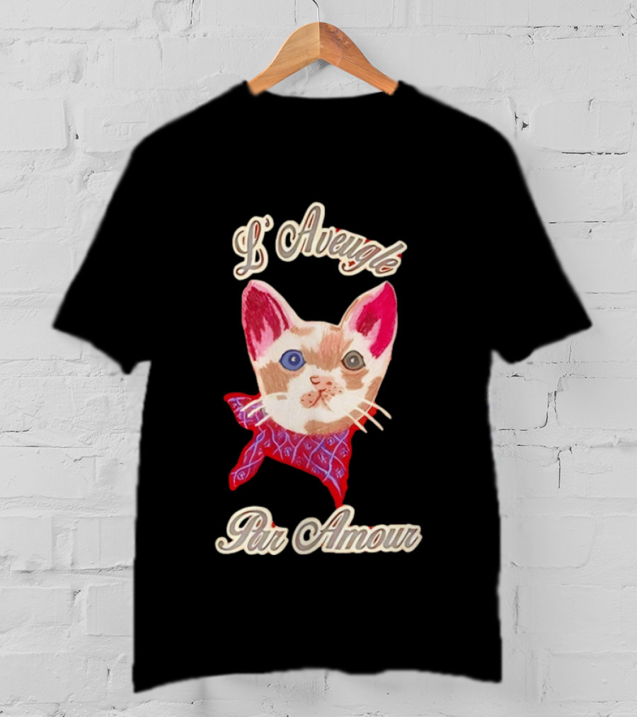 L'Aveugle Par Amour Cute Cat With Red Bandana T-Shirt