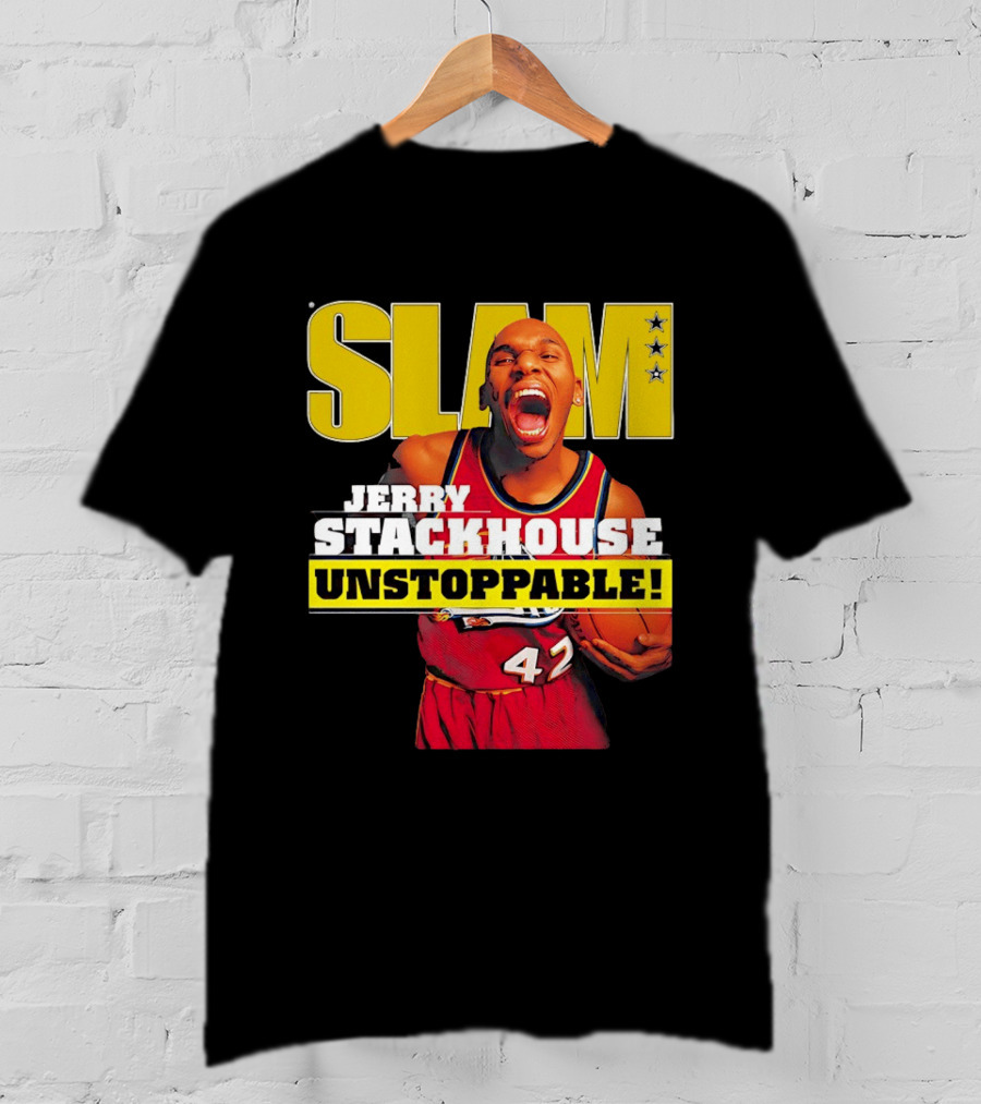 Jerry Stackhouse SLAM Unstoppable Detroit Pistons 42 Hardwood Classics Basketball T-Shirt