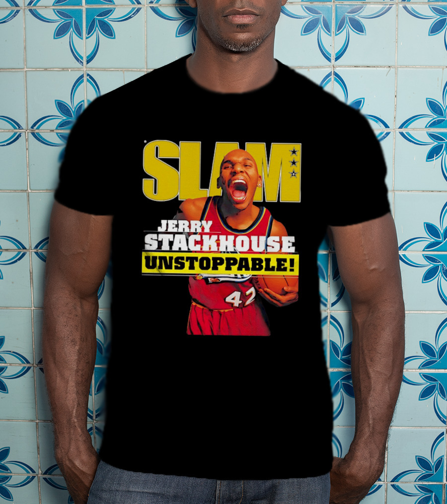 Jerry Stackhouse SLAM Unstoppable Detroit Pistons 42 Hardwood Classics Basketball T-Shirt