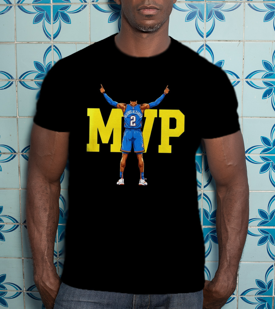 MVP Back 2 Back Shai Gilgeous Alexander Oklahoma City Thunder Basketball Player Blue Jersey Number 2 T-Shirt