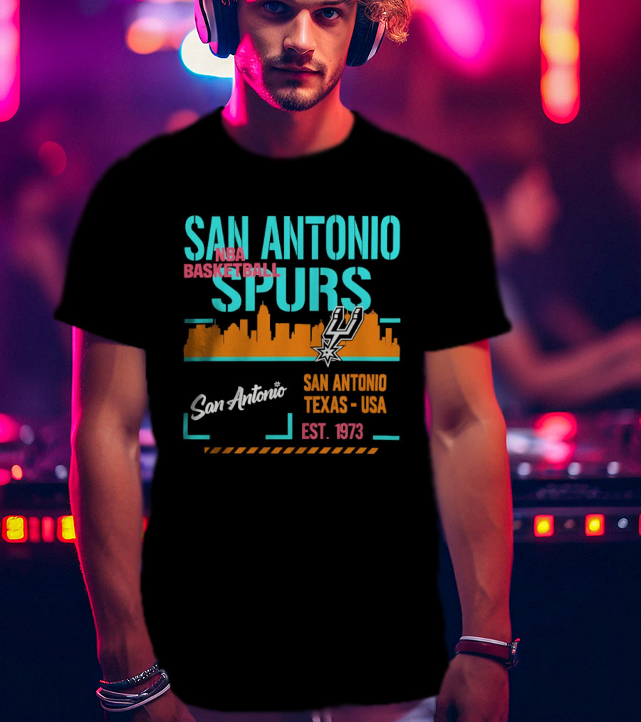 San Antonio Spurs Basketball Skyline Texas USA Est 1973 T-Shirt