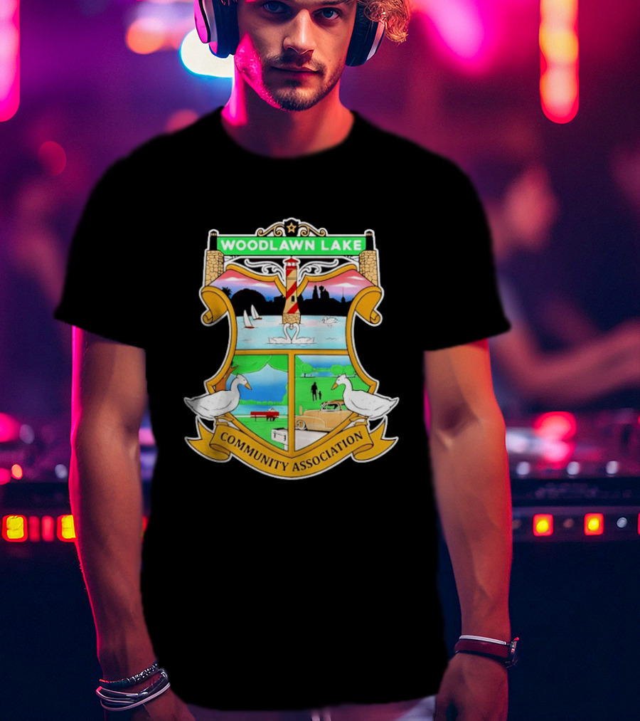 Woodlawn Lake Community Association Scenic Emblem In San Antonio Texas T-Shirt