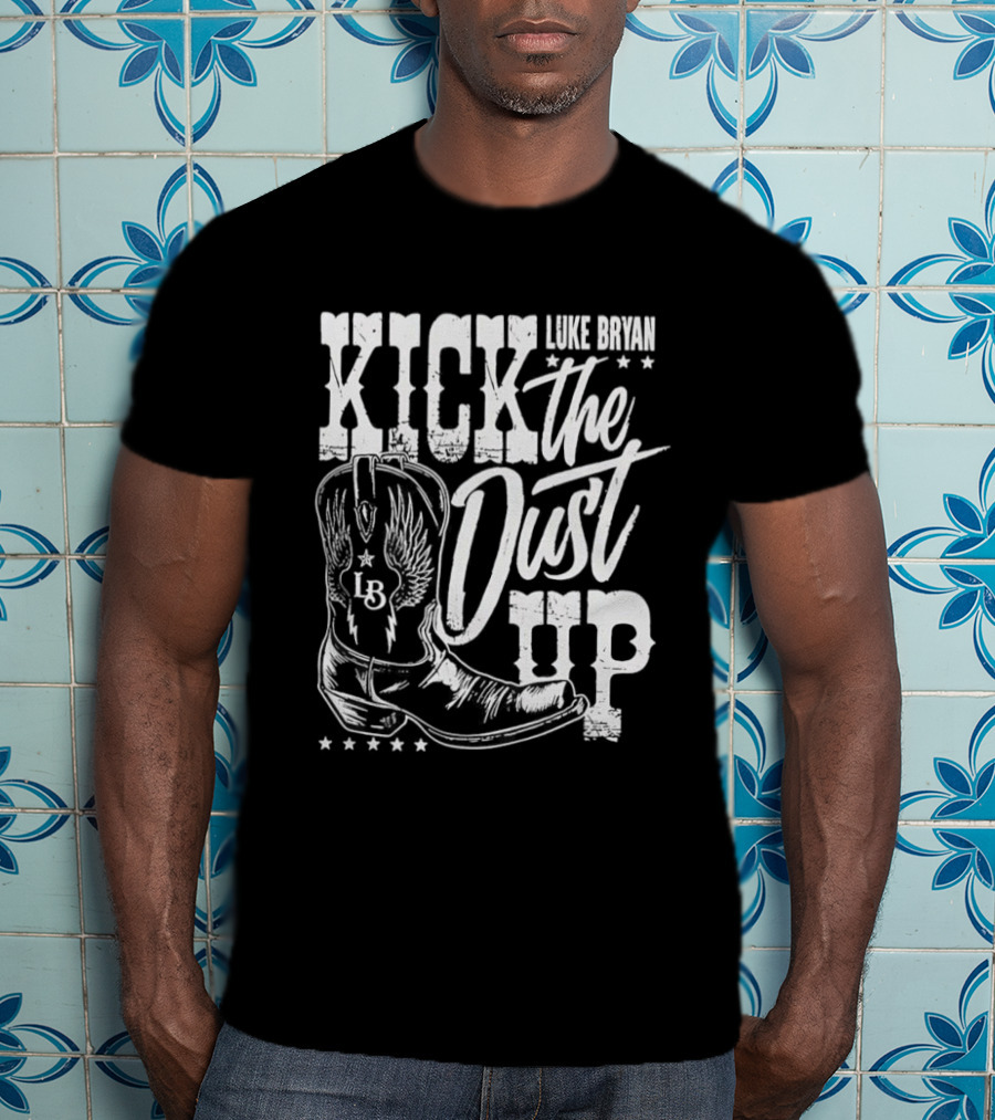 Luke Bryan Kick The Dust Up Cowboy Boot Wing Stars T-Shirt