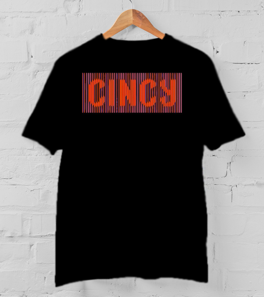 CINCY Line Font 2026 Retro Stripes T-Shirt
