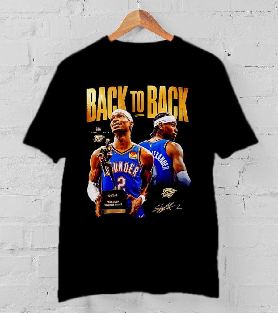 Shai Gilgeous Alexander Back To Back 2026 NBA MVP OKC Thunder SGA 2 T-Shirt