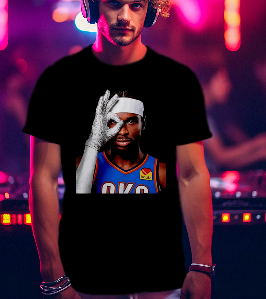 Shai Gilgeous Alexander OKC Thunders Houta Jersey Iceman Glove Gesture T-Shirt