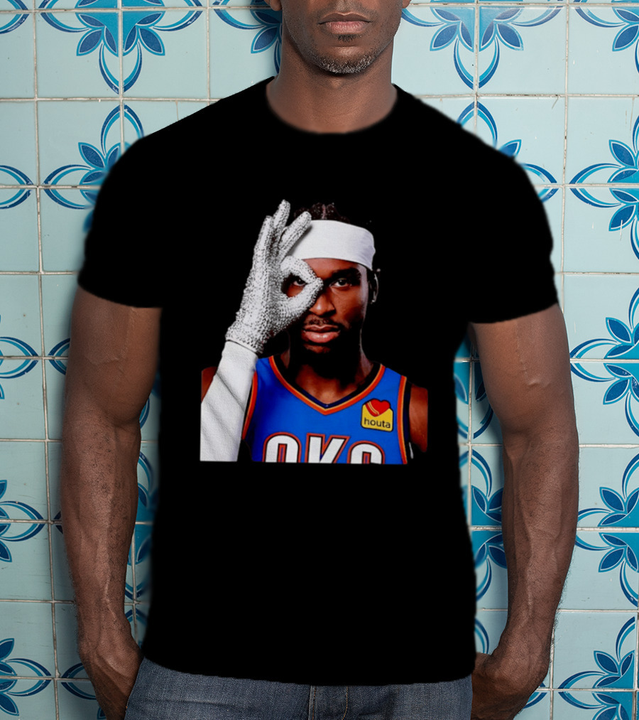 Shai Gilgeous Alexander OKC Thunders Houta Jersey Iceman Glove Gesture T-Shirt