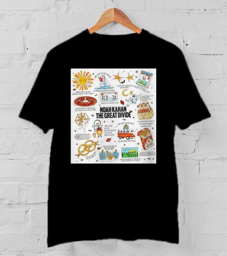 Noah Kahan The Great Divide Album Art Lyric Doodle August 31 Highlights T-Shirt