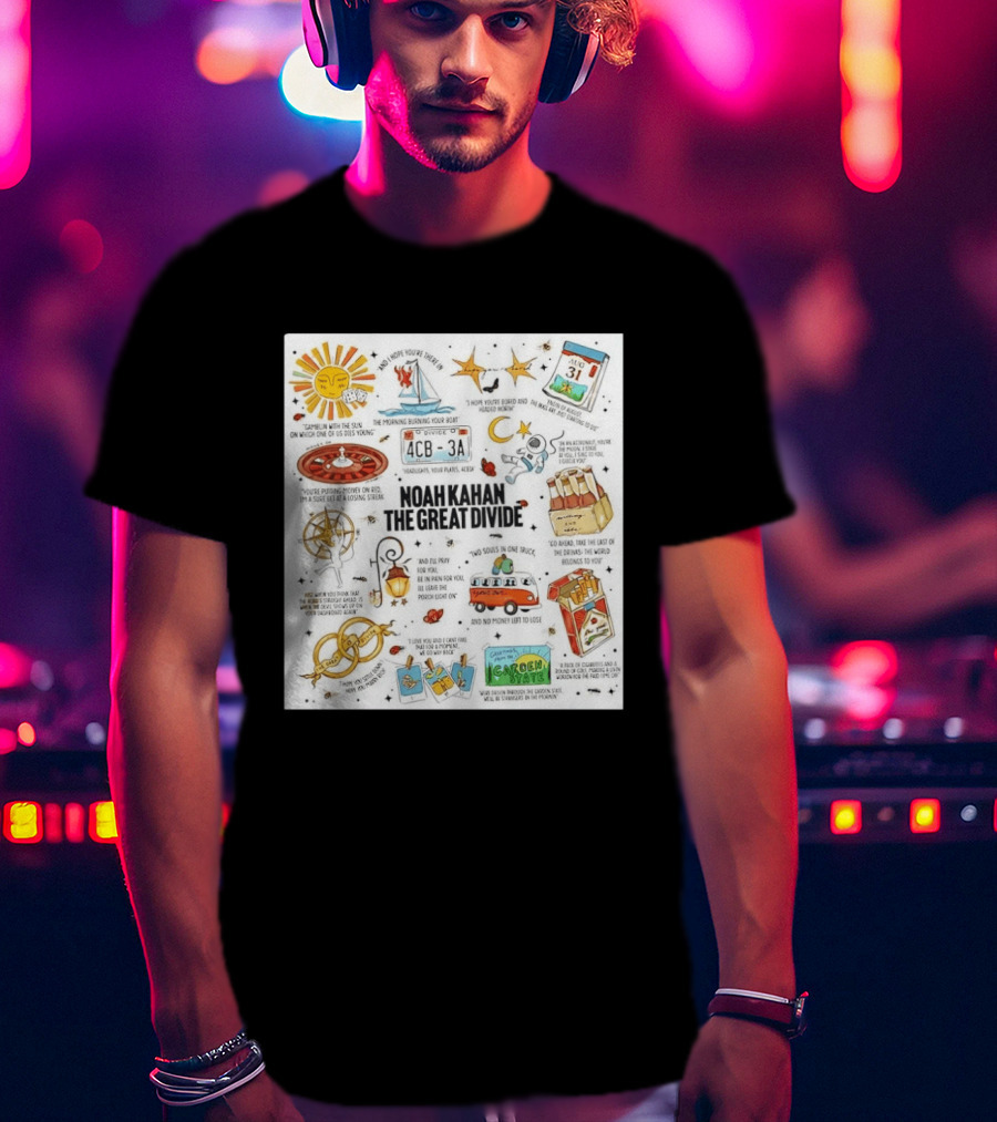 Noah Kahan The Great Divide Album Art Lyric Doodle August 31 Highlights T-Shirt