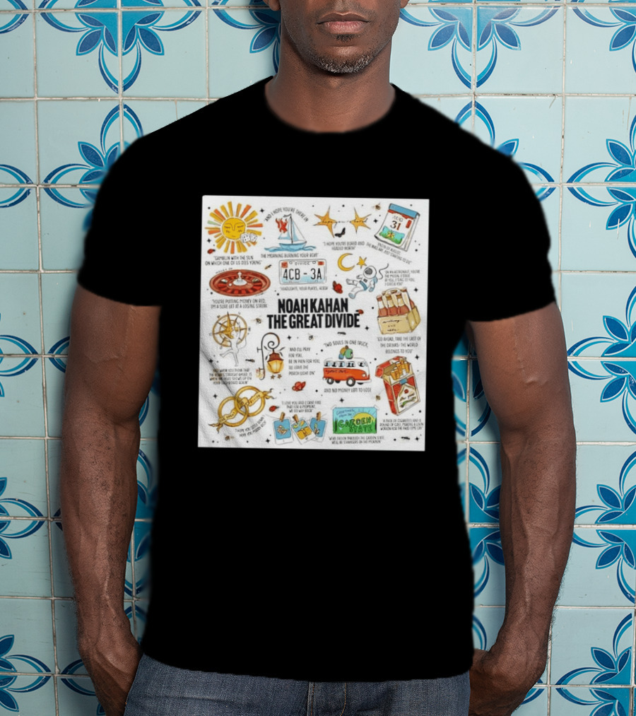 Noah Kahan The Great Divide Album Art Lyric Doodle August 31 Highlights T-Shirt