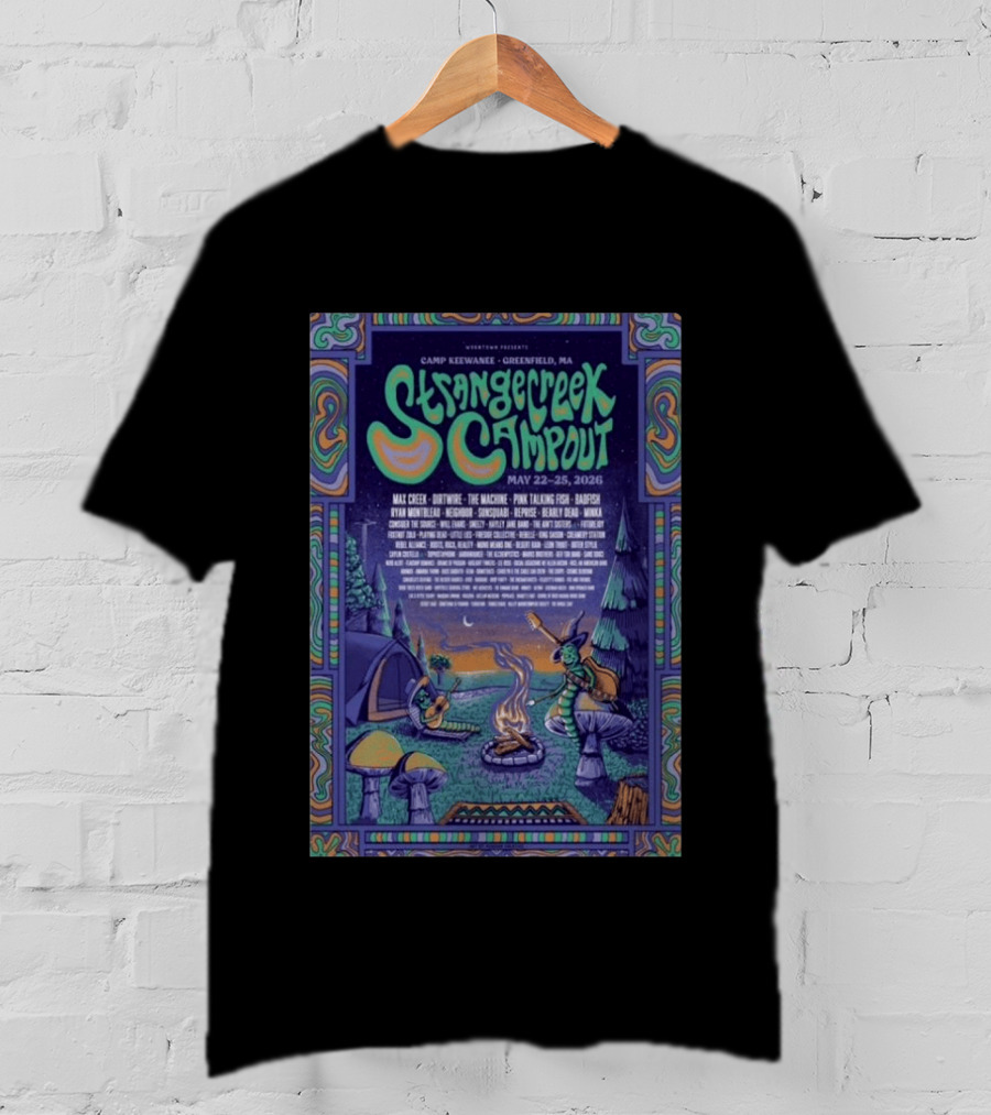 StrangeCreek Campout Greenfield May 22 25 2026 Camp KeeWanee Max Creek Pink Talking Fish Festival T-Shirt