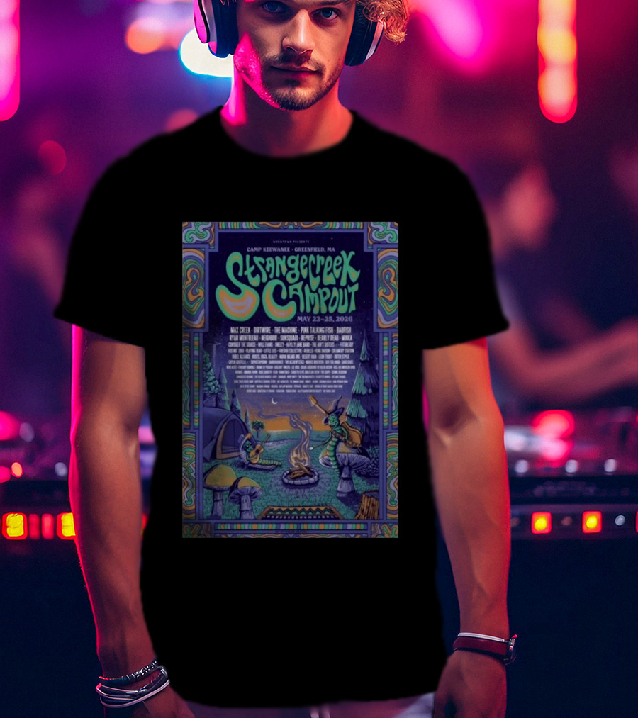 StrangeCreek Campout Greenfield May 22 25 2026 Camp KeeWanee Max Creek Pink Talking Fish Festival T-Shirt