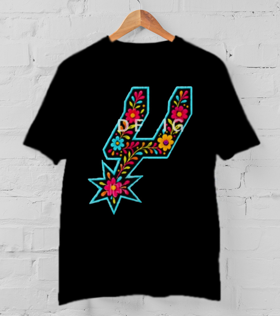 Original Spurs Floral San Antonio Spurs Basketball Nba 2026 Floral Pattern Spurs Logo 2026 T-Shirt