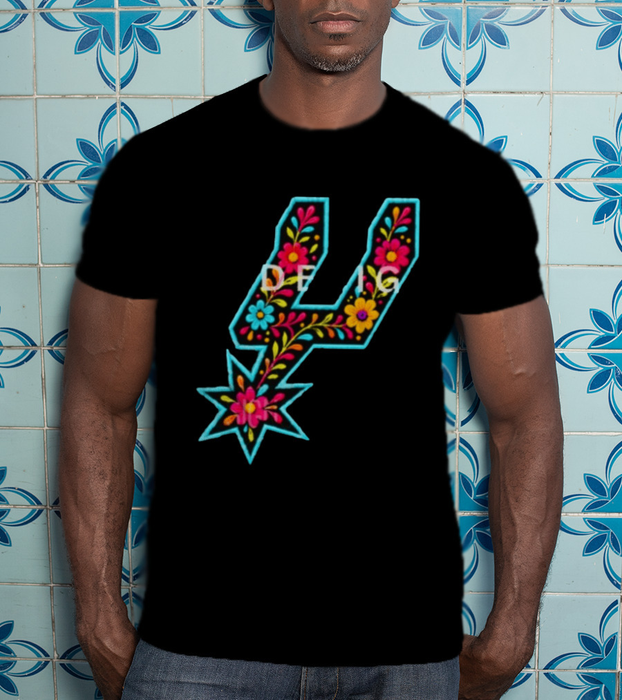 Original Spurs Floral San Antonio Spurs Basketball Nba 2026 Floral Pattern Spurs Logo 2026 T-Shirt