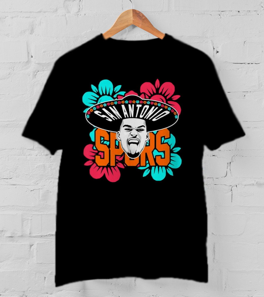 San Antonio Spurs Victor Wembanyama Sombrero Flowers T-Shirt