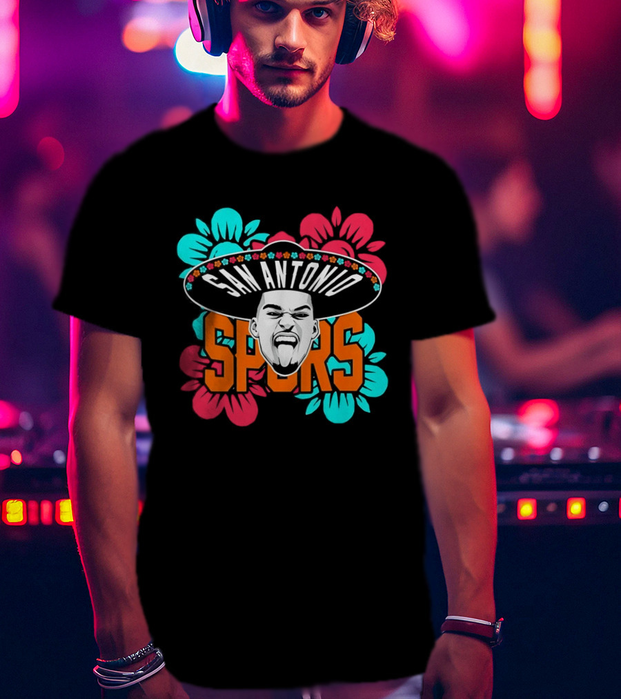 San Antonio Spurs Victor Wembanyama Sombrero Flowers T-Shirt