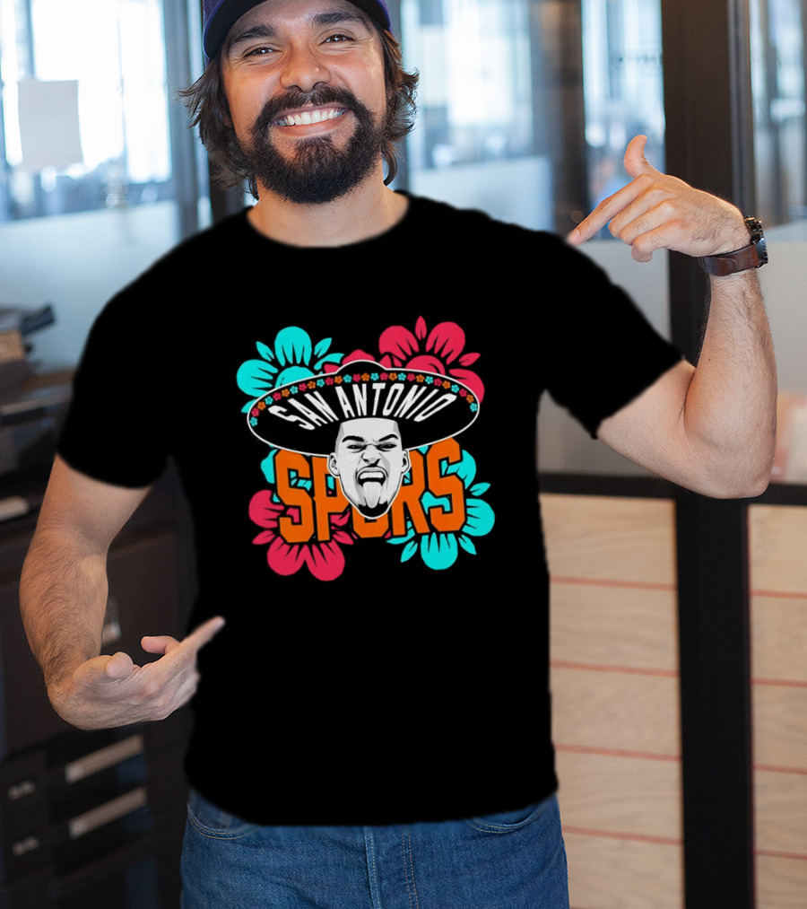 San Antonio Spurs Victor Wembanyama Sombrero Flowers T-Shirt