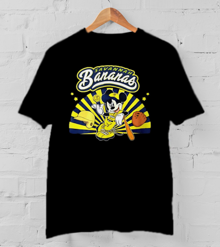Savannah Bananas Mickey Mouse Baseball Team Sports Fan T-Shirt