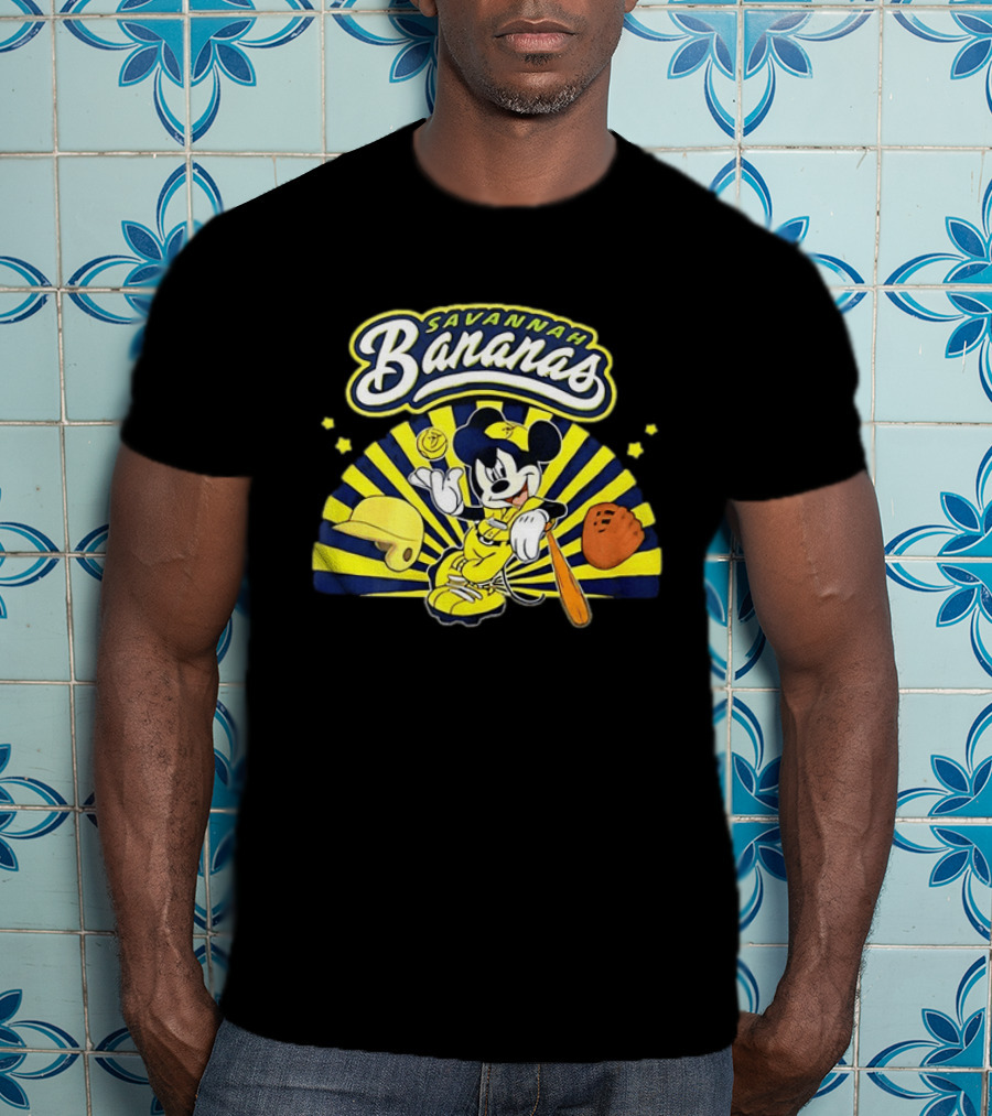 Savannah Bananas Mickey Mouse Baseball Team Sports Fan T-Shirt