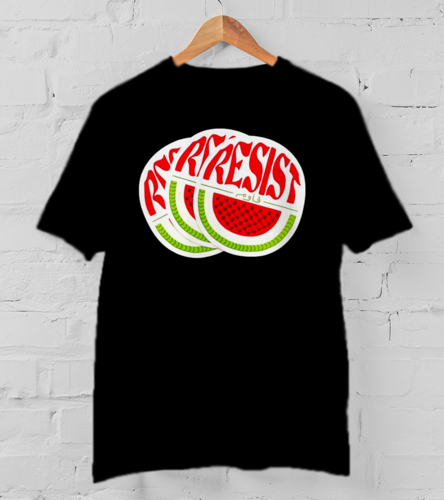 Watermelon Keffiyeh Resist Free Palestine Arabic Text قاوم T-Shirt
