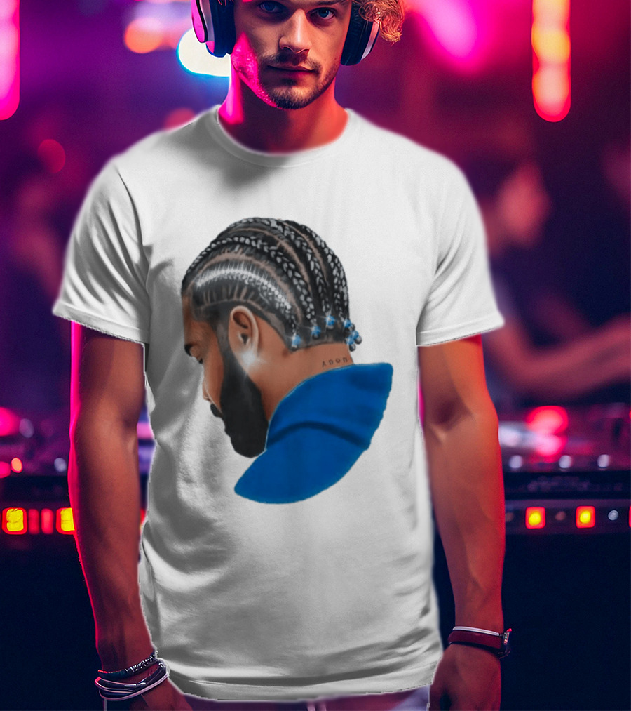 Drake Cornrow Braid Hairstyle Blue Sparkle T-Shirt