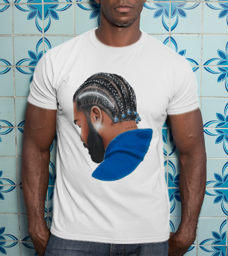 Drake Cornrow Braid Hairstyle Blue Sparkle T-Shirt