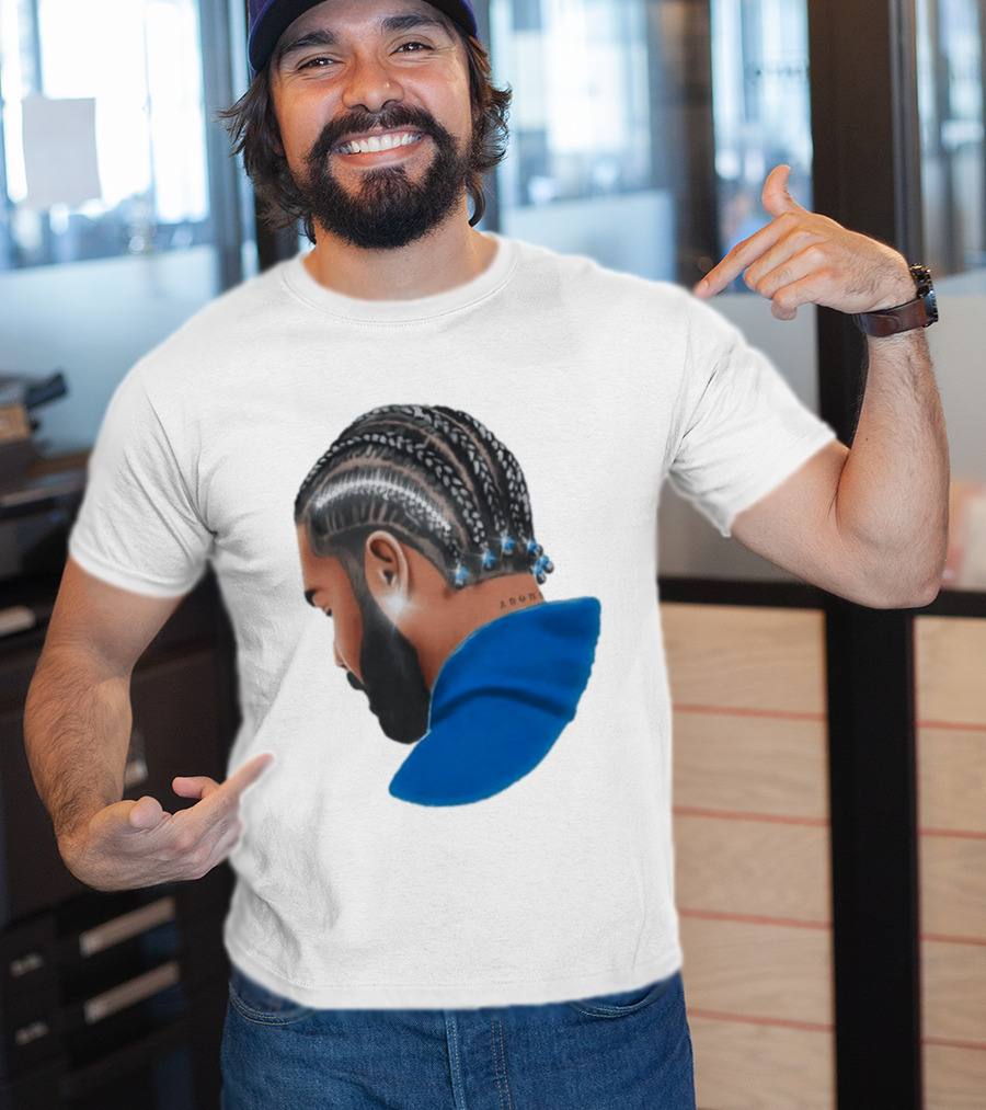 Drake Cornrow Braid Hairstyle Blue Sparkle T-Shirt