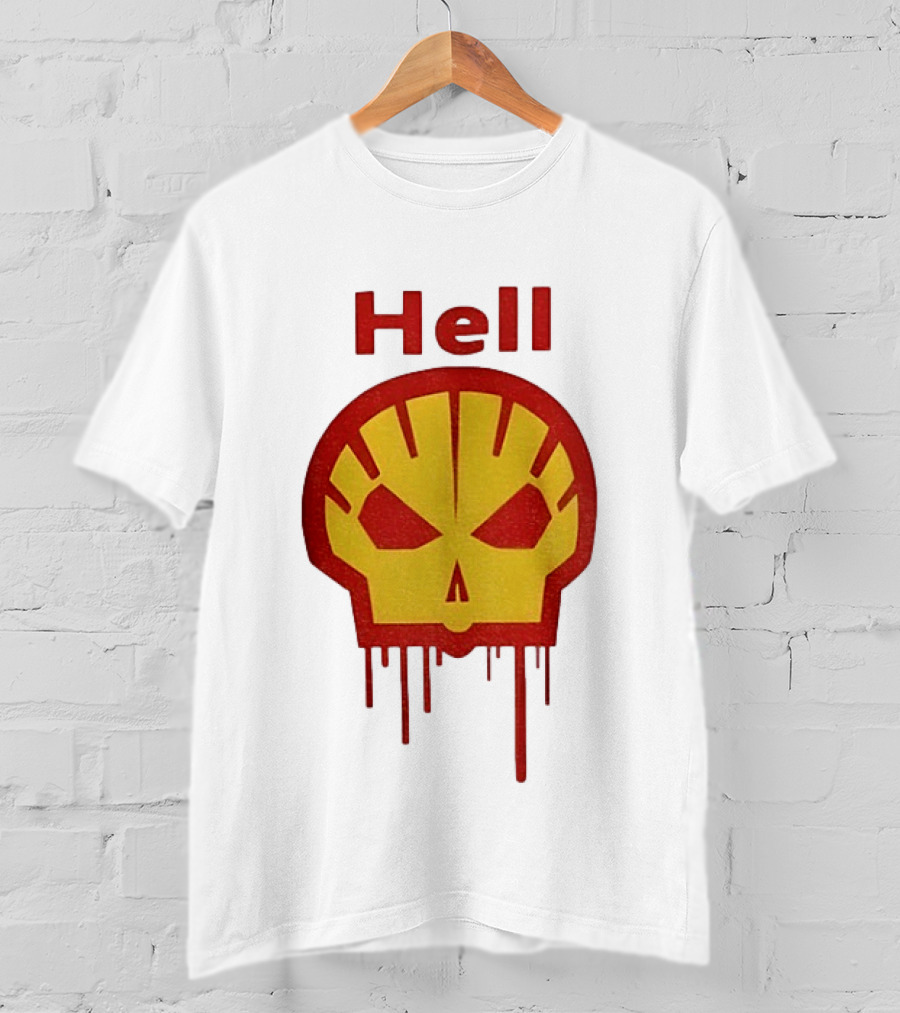 Hell Shell Dripping Skull Icon Red Yellow T-Shirt