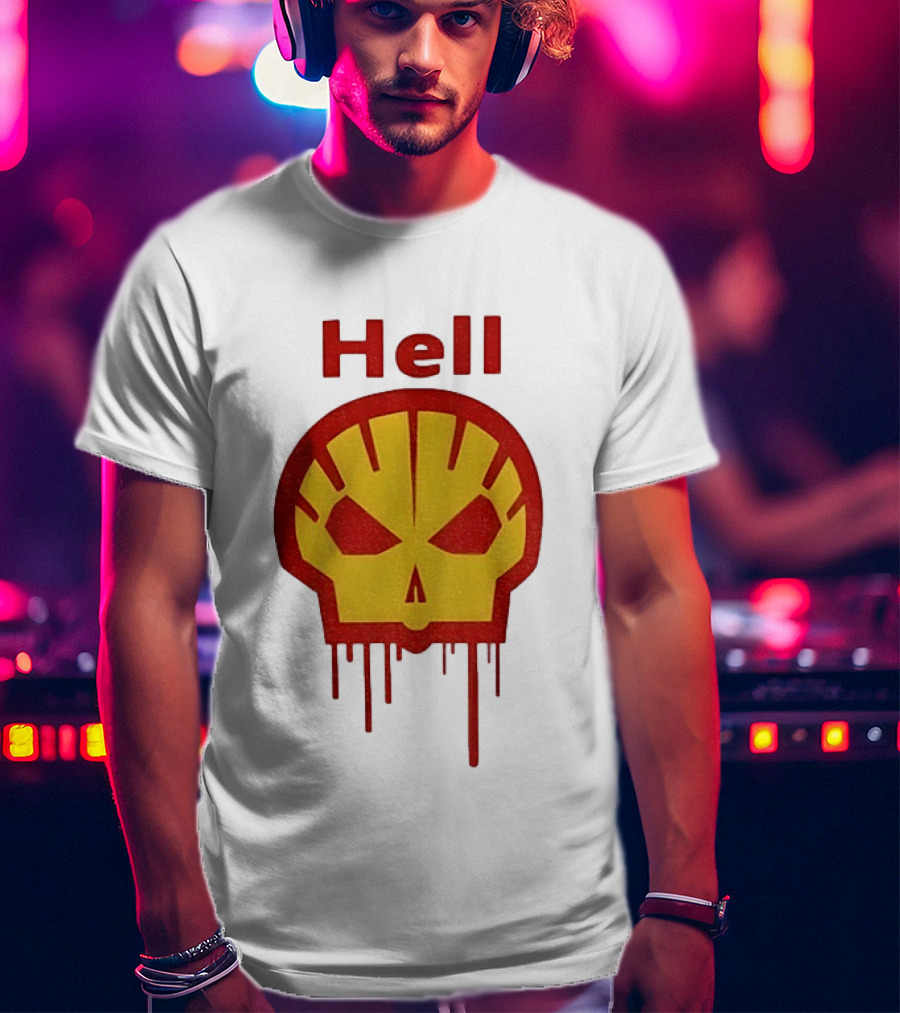 Hell Shell Dripping Skull Icon Red Yellow T-Shirt