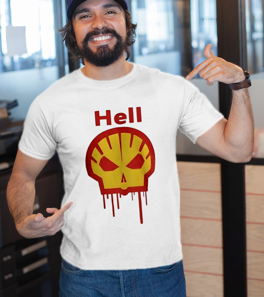 Hell Shell Dripping Skull Icon Red Yellow T-Shirt