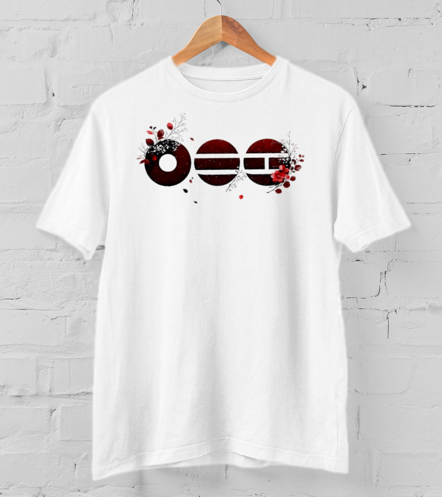 K Pop World Tour 2026 Floral Emblem With Red Flower Accents T-Shirt