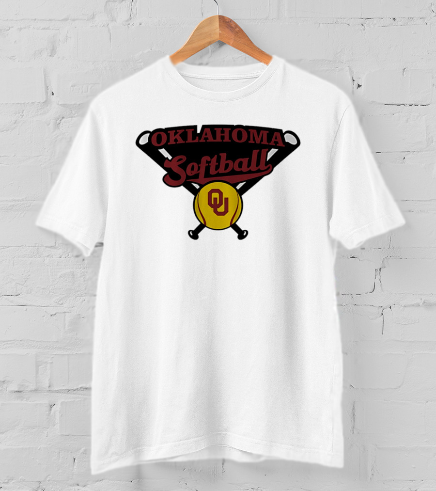 Oklahoma Softball OU Crossed Bats Yellow Ball T-Shirt