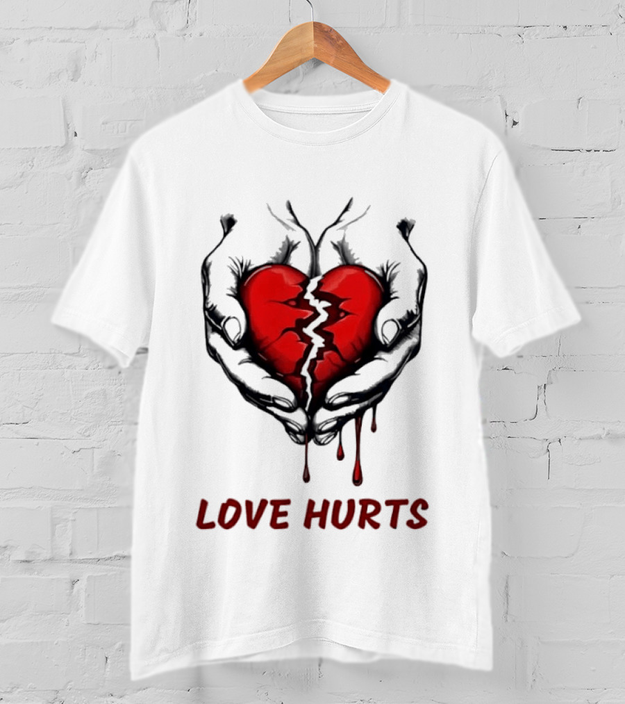 Love Hurts Bleeding Broken Heart Emotional Expression T-Shirt