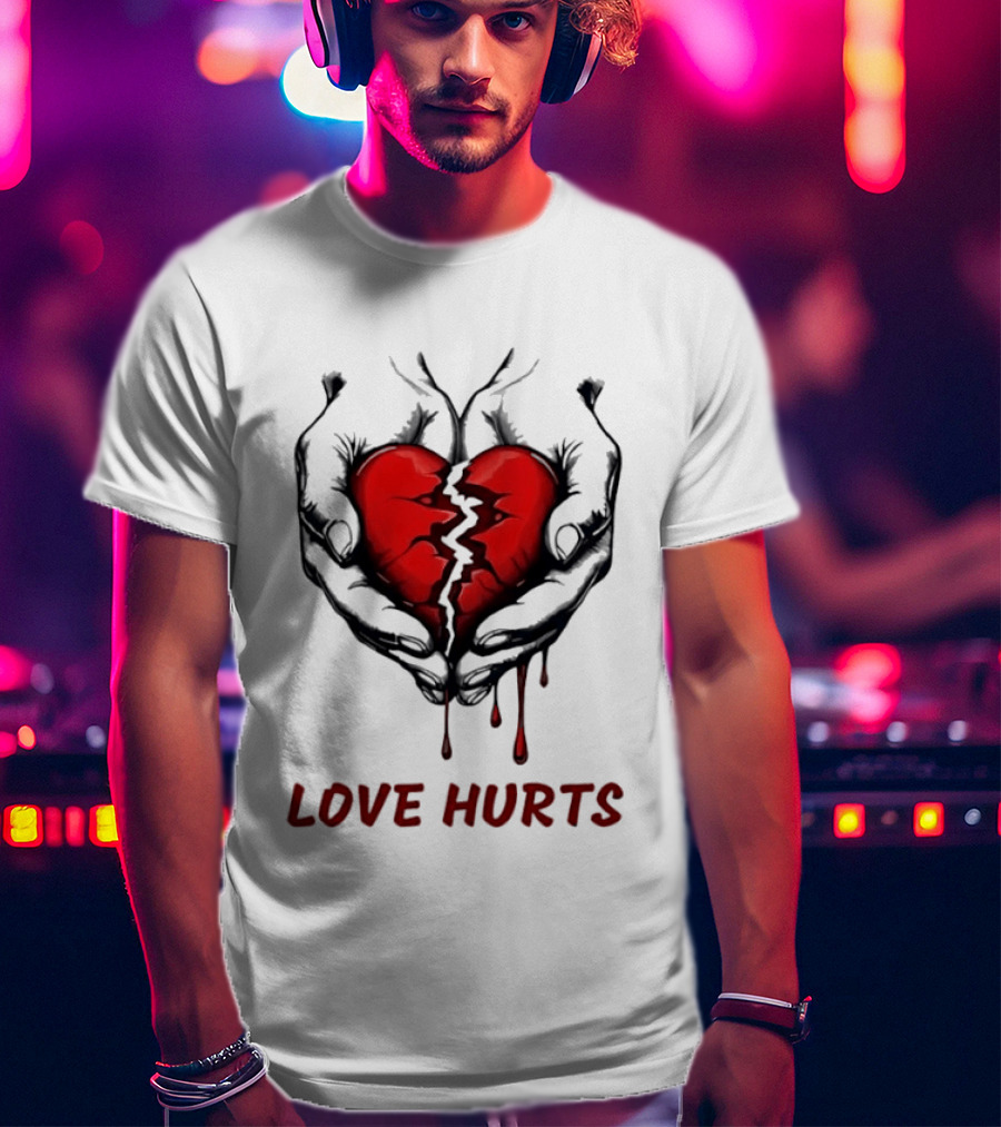 Love Hurts Bleeding Broken Heart Emotional Expression T-Shirt
