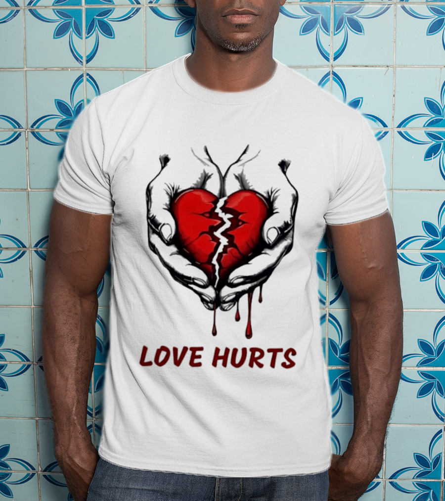 Love Hurts Bleeding Broken Heart Emotional Expression T-Shirt