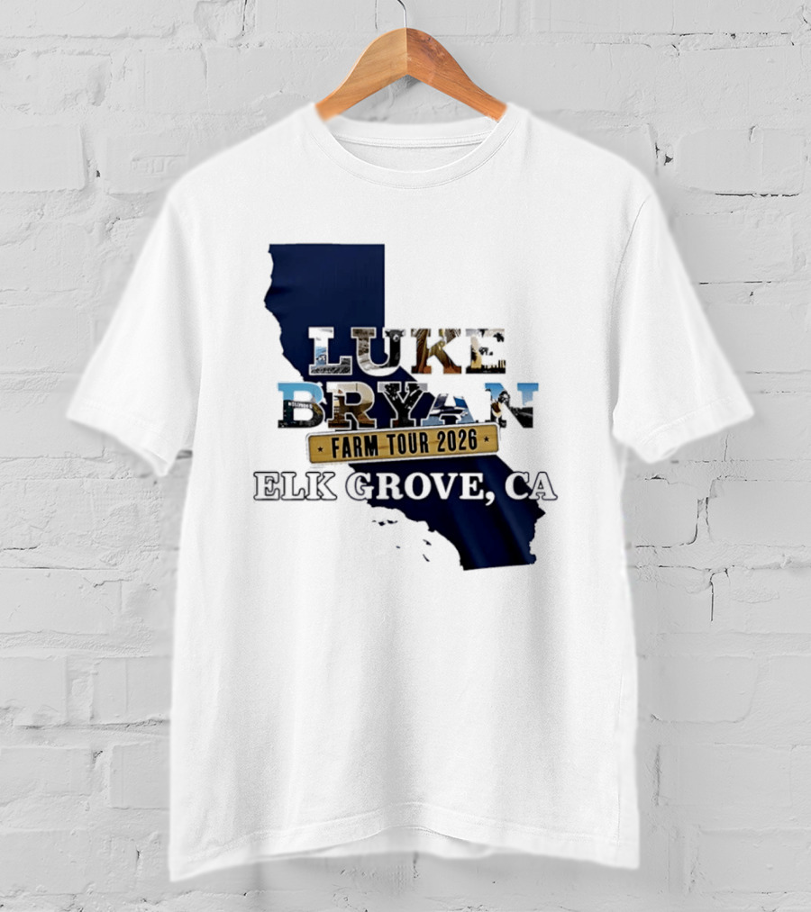 Luke Bryan Farm Tour 2026 Elk Grove CA California Map T-Shirt