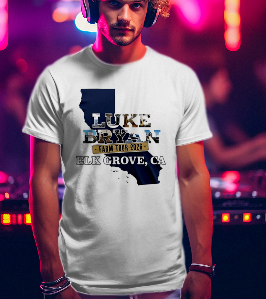 Luke Bryan Farm Tour 2026 Elk Grove CA California Map T-Shirt