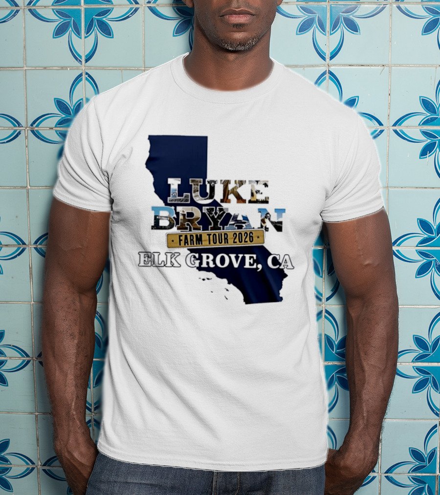 Luke Bryan Farm Tour 2026 Elk Grove CA California Map T-Shirt