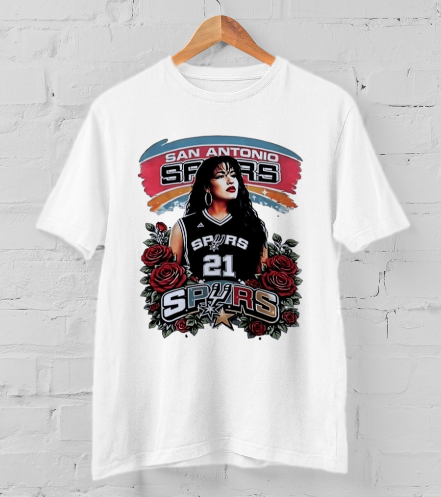 San Antonio Spurs 21 Selena Quintanilla Roses T-Shirt