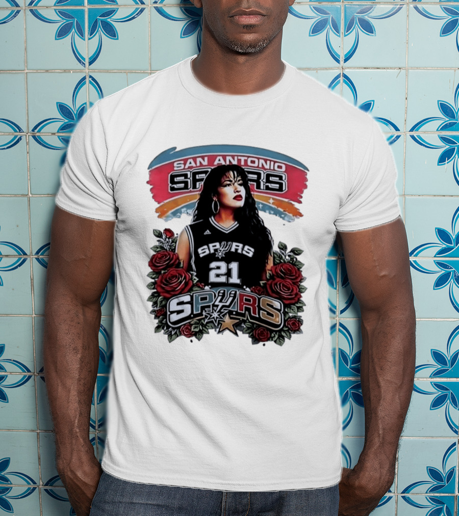 San Antonio Spurs 21 Selena Quintanilla Roses T-Shirt