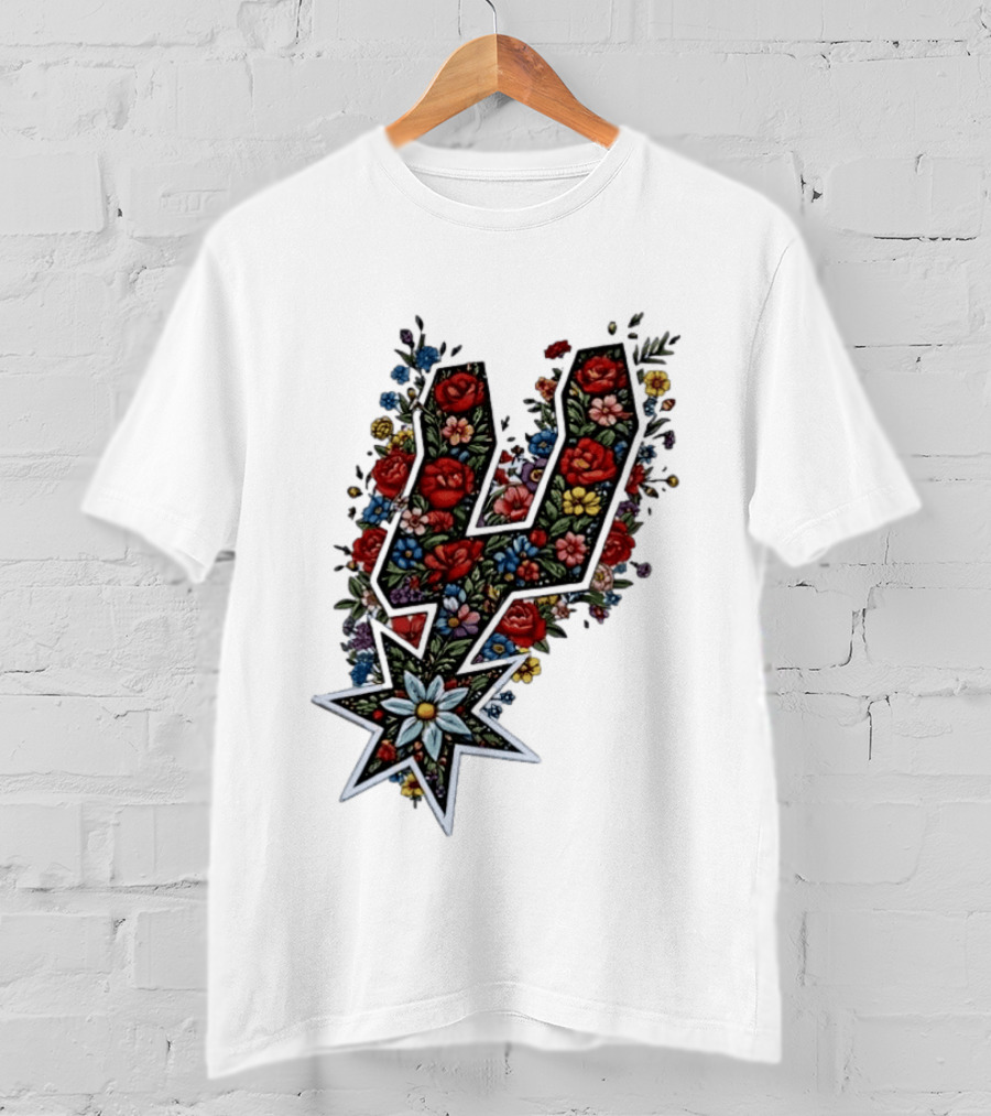San Antonio Spurs Floral Rose Garden Spurs Team T-Shirt