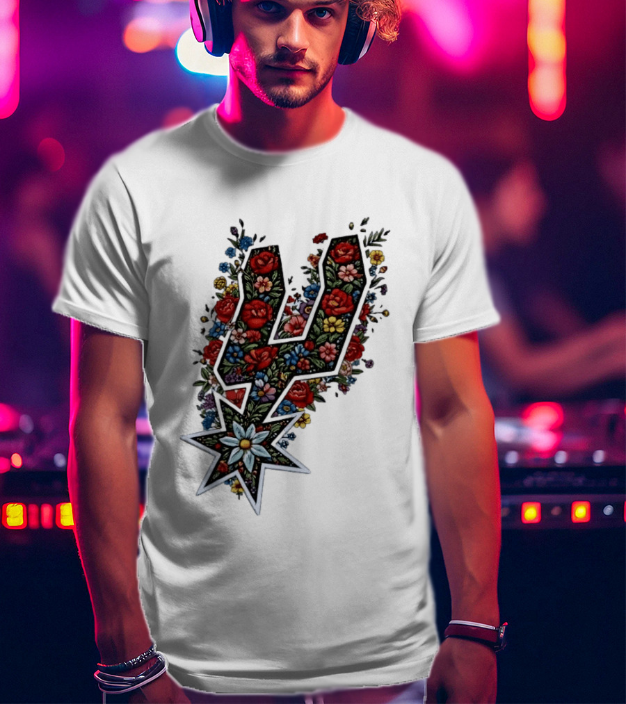 San Antonio Spurs Floral Rose Garden Spurs Team T-Shirt