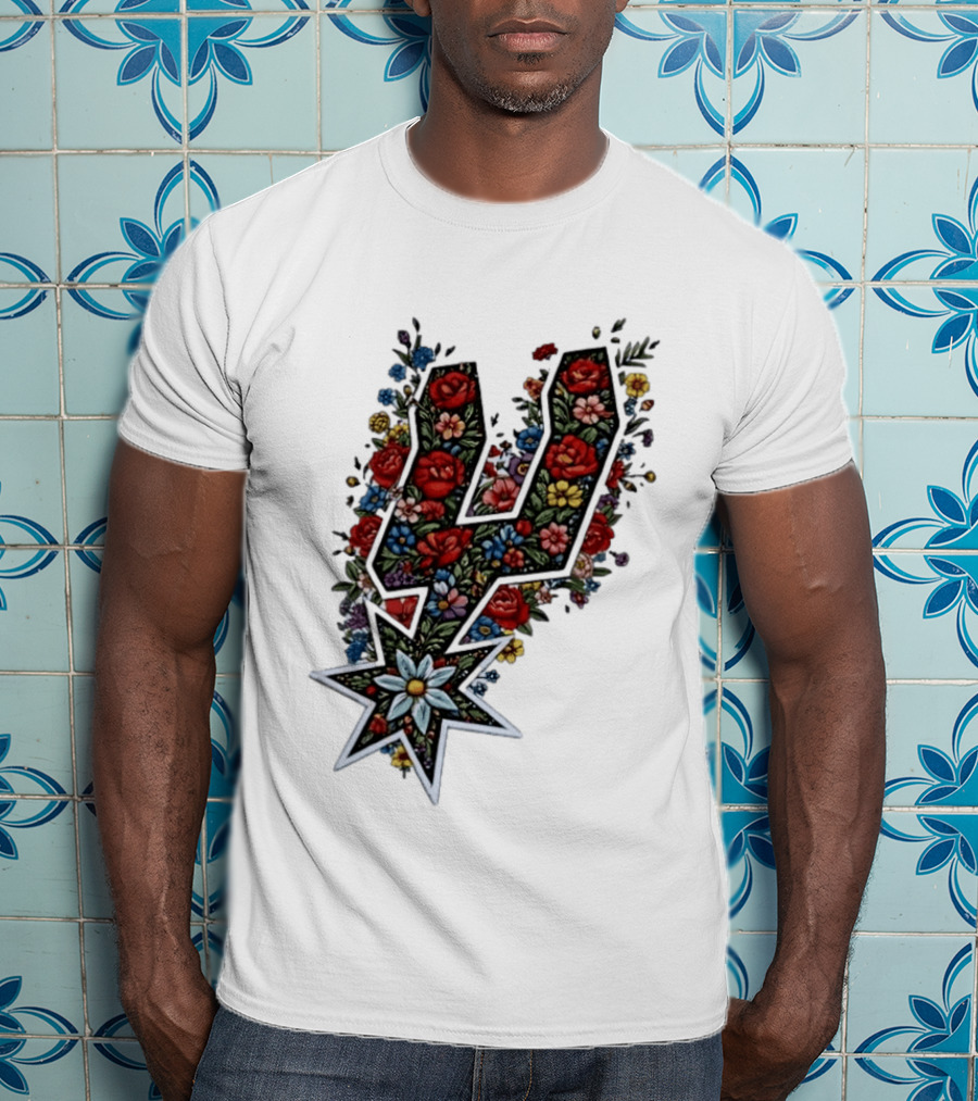 San Antonio Spurs Floral Rose Garden Spurs Team T-Shirt