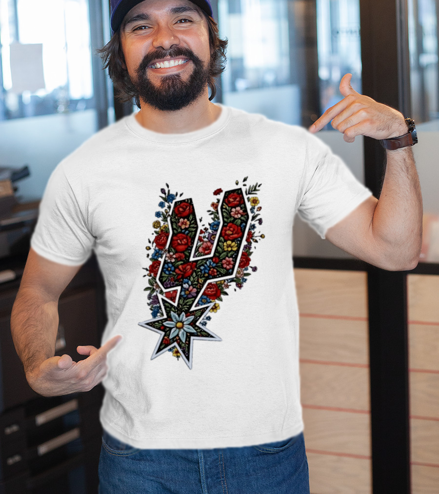 San Antonio Spurs Floral Rose Garden Spurs Team T-Shirt