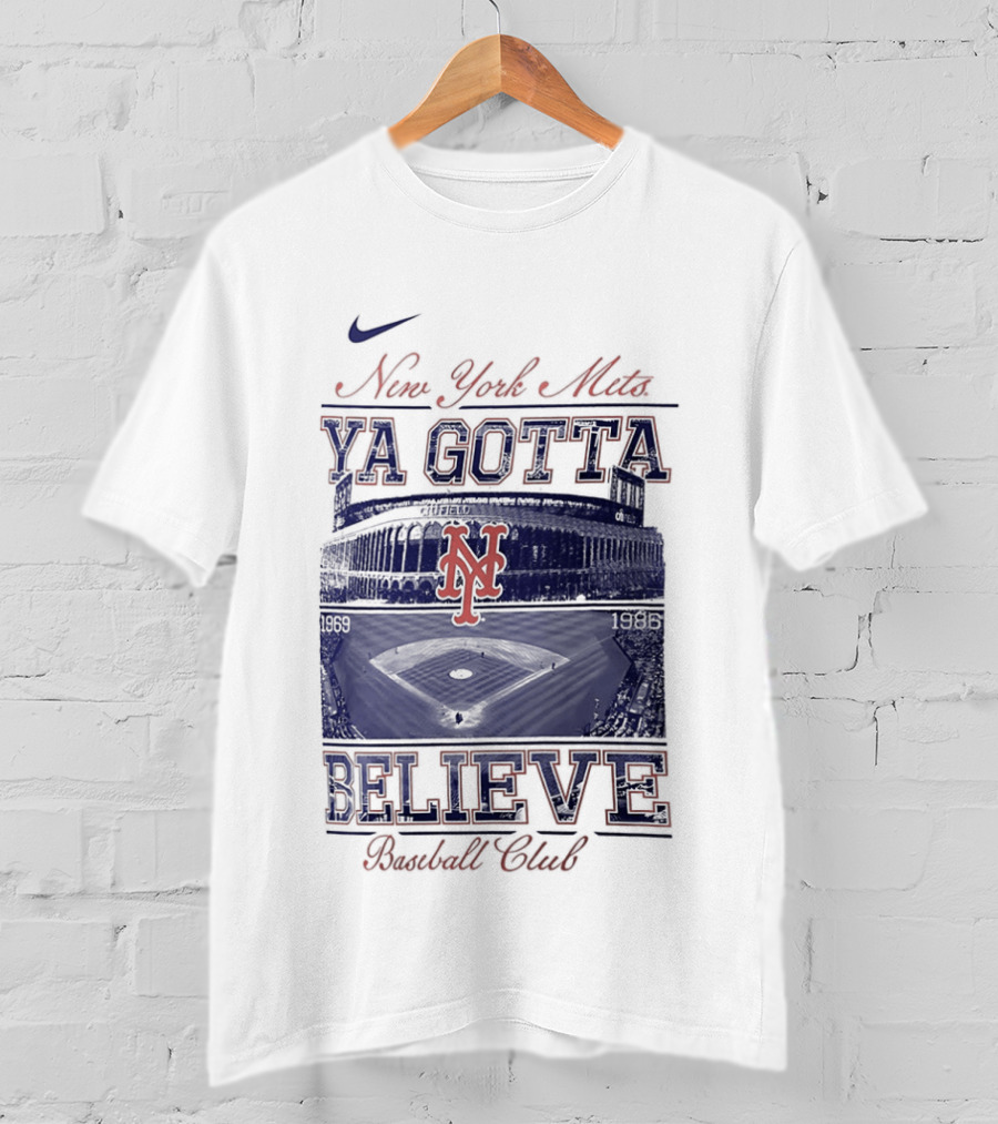New York Mets Ya Gotta Believe Baseball Club 1969 1986 Nike T-Shirt