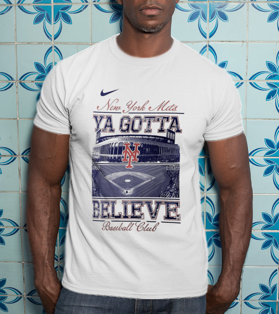 New York Mets Ya Gotta Believe Baseball Club 1969 1986 Nike T-Shirt
